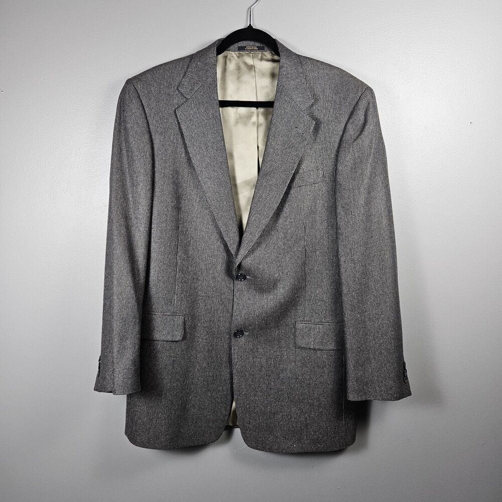 Hart Schaffner Marx Mens Blazer Jacket Size 42L Blue Gold Plaid Sport Coat